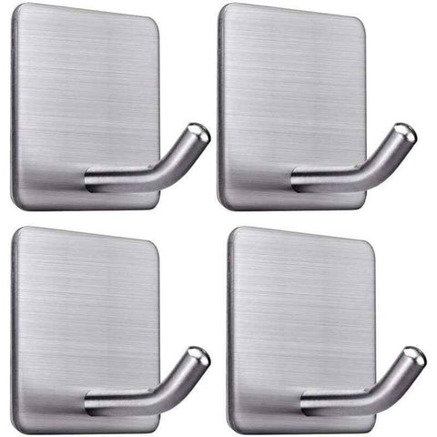 4 Pcs Adhesive Hooks, 8KG Max Stainless Steel Bathroom Wall Hooks, Towel Holder with Adhesive Tape, Family and Office, Self-Adhesive, 1 In Australia - Darrahopens