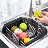 Drain Basket, Sink Drainer, Stainless Steel Telescopic Drainer, for Washing Dishes in the Kitchen Sink, Draining Fruits and Vegetables, Black, S In Australia - Darrahopens