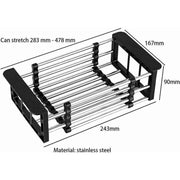 Drain Basket, Sink Drainer, Stainless Steel Telescopic Drainer, for Washing Dishes in the Kitchen Sink, Draining Fruits and Vegetables, Black, S In Australia - Darrahopens
