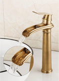 Waterfall Bathroom Faucet Single Handle Mixer Tap Hot and Cold for Bathroom Sink Washbasin, Low Model, Brushed Nickel
