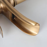 Waterfall Bathroom Faucet Single Handle Mixer Tap Hot and Cold for Bathroom Sink Washbasin, Low Model, Brushed Nickel