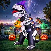 Halloween Inflatable Skeleton Dinosaur with Pumpkin Outdoor Decorations, 8FT In Australia - Darrahopens