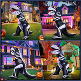 Halloween Inflatable Skeleton Dinosaur with Pumpkin Outdoor Decorations, 8FT In Australia - Darrahopens
