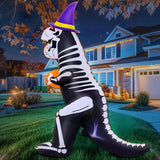 Halloween Inflatable Skeleton Dinosaur with Pumpkin Outdoor Decorations, 8FT In Australia - Darrahopens