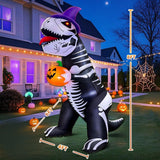Halloween Inflatable Skeleton Dinosaur with Pumpkin Outdoor Decorations, 8FT In Australia - Darrahopens