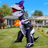 Halloween Inflatable Skeleton Dinosaur with Pumpkin Outdoor Decorations, 8FT