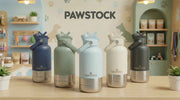 Pawstock 3-in-1 Insulated Dog Water Bottle with Dual Bowls – 1L Stainless Steel Travel Bottle-Rainforest Green