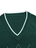 BX0004-DARK 100% Cotton Kids V-Neck Argyle Sweater Vest, Boys and Girls School Uniform Knitwear, Dark Green, Size 110 In Australia - Darrahopens