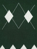 BX0004-DARK 100% Cotton Kids V-Neck Argyle Sweater Vest, Boys and Girls School Uniform Knitwear, Dark Green, Size 110