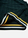BX0009-DARK 100% Cotton Kids V-Neck Cable Knit Sweater Vest, Boys and Girls Knitwear, Dark Green, Size 170