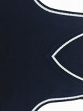 BX0012-NAVY 100% Cotton Kids V-Neck Argyle Sweater Vest, Boys and Girls Knitwear, Navy Blue, Size 140