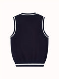 BX0013-LIGHT 100% Cotton Kids V-Neck Striped Sweater Vest, Boys and Girls Knitwear, Light Grey, Size 110