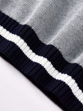 BX0013-LIGHT 100% Cotton Kids V-Neck Striped Sweater Vest, Boys and Girls Knitwear, Light Grey, Size 165