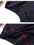 BX0037-NAVY 100% Cotton Kids V-Neck Striped Sweater Vest, Boys and Girls Knitwear, Navy Blue, Size 110 In Australia - Darrahopens