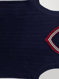 BX0037-NAVY 100% Cotton Kids V-Neck Striped Sweater Vest, Boys and Girls Knitwear, Navy Blue, Size 110