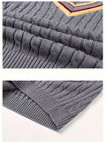 BX0038-DARK 100% Cotton Kids V-Neck Striped Sweater Vest, Boys and Girls Knitwear, Dark Grey, Size 110
