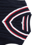 BX0038-NAVY 100% Cotton Kids V-Neck Striped Sweater Vest, Boys and Girls Knitwear, Navy Blue, Size 110 In Australia - Darrahopens