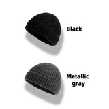 HTTWW 2-Pack Unisex Short Brim Knitted Beanie, Warm Winter Streetwear Hat