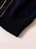 KS0007-NAVY 100% Cotton Kids V-Neck Long sleeve Button Cardigan, Boys and Girls School Uniform Knitwear, Navy Blue, Size 130 In Australia - Darrahopens
