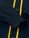 KS0007-NAVY 100% Cotton Kids V-Neck Long sleeve Button Cardigan, Boys and Girls School Uniform Knitwear, Navy Blue, Size 140