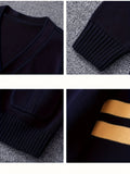KS0015-NAVY 100% Cotton Kids V-Neck Long sleeve Button Cardigan, Boys and Girls School Uniform Knitwear, Navy Blue, Size 165 In Australia - Darrahopens