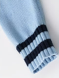 KS0017-LIGHT 100% Cotton Kids V-Neck Long sleeve Button Cardigan, Boys and Girls Knitwear, Light Blue, Size 150
