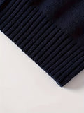KS0019-NAVY 100% Cotton Kids V-Neck Long sleeve Button Cardigan, Boys and Girls Knitwear, Navy Blue, Size 140