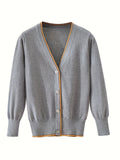 KS0022-DARK 100% Cotton Kids V-Neck Long sleeve Button Cardigan, Boys and Girls School Uniform Knitwear, Dark Grey, Size 165 In Australia - Darrahopens