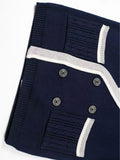 KS0025-NAVY Cotton Rich Kids V-Neck Long sleeve Button Cardigan, Boys and Girls School Uniform Knitwear, Navy Blue, Size 110