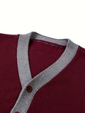 KS0034-WINE 100% Cotton Kids V-Neck Long sleeve Button Cardigan, Boys and Girls Knitwear, Wine Red, Size 110 In Australia - Darrahopens