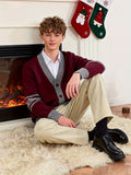 KS0034-WINE 100% Cotton Kids V-Neck Long sleeve Button Cardigan, Boys and Girls Knitwear, Wine Red, Size 110