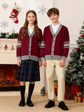 KS0034-WINE 100% Cotton Kids V-Neck Long sleeve Button Cardigan, Boys and Girls Knitwear, Wine Red, Size 170 In Australia - Darrahopens