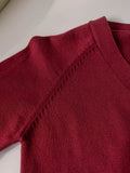 KS0036-WINE Soft Knit Blend Kids V-Neck Long sleeve Button Cardigan, Boys and Girls Knitwear, Wine Red, Size 120