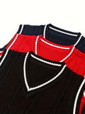 SW002-BL 100% Cotton Kids V-Neck Cable Knit Sweater Vest, Boys and Girls Knitwear, Bl, Size 110 In Australia - Darrahopens