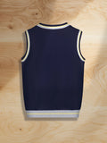 SW005 Cotton Rich Kids V-Neck Argyle Sweater Vest, Boys and Girls Knitwear, Navy Blue, Size 120 In Australia - Darrahopens