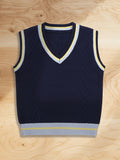 SW005 Cotton Rich Kids V-Neck Argyle Sweater Vest, Boys and Girls Knitwear, Navy Blue, Size 120 In Australia - Darrahopens