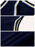 SW005 Cotton Rich Kids V-Neck Argyle Sweater Vest, Boys and Girls Knitwear, Navy Blue, Size 120 In Australia - Darrahopens