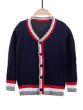 SW013-R 100% Cotton Kids V-Neck Long sleeve Button Cardigan, Boys and Girls School Uniform Knitwear, R, Size 110 In Australia - Darrahopens