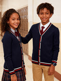 SW016-R 100% Cotton Kids V-Neck Long sleeve Button Cardigan, Boys and Girls School Uniform Knitwear, R, Size 110 In Australia - Darrahopens