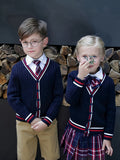 SW016-R 100% Cotton Kids V-Neck Long sleeve Button Cardigan, Boys and Girls School Uniform Knitwear, R, Size 110
