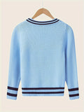SW017 100% Cotton Kids V-Neck Long sleeve Button Cardigan, Boys and Girls School Uniform Knitwear, Steel Blue, Size 110 In Australia - Darrahopens