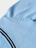 SW017 100% Cotton Kids V-Neck Long sleeve Button Cardigan, Boys and Girls School Uniform Knitwear, Steel Blue, Size 110