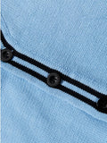 SW017 100% Cotton Kids V-Neck Long sleeve Button Cardigan, Boys and Girls School Uniform Knitwear, Steel Blue, Size 110