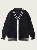 SW019 100% Cotton Kids V-Neck Long sleeve Button Cardigan, Boys and Girls School Uniform Knitwear, Navy Blue, Size 120 In Australia - Darrahopens