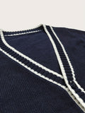 SW019 100% Cotton Kids V-Neck Long sleeve Button Cardigan, Boys and Girls School Uniform Knitwear, Navy Blue, Size 120 In Australia - Darrahopens