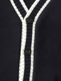 SW019 100% Cotton Kids V-Neck Long sleeve Button Cardigan, Boys and Girls School Uniform Knitwear, Navy Blue, Size 120 In Australia - Darrahopens