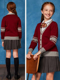 SW020 100% Cotton Kids V-Neck Long sleeve Button Cardigan, Boys and Girls School Uniform Knitwear, Scarlet, Size 110 In Australia - Darrahopens