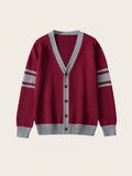 SW020 100% Cotton Kids V-Neck Long sleeve Button Cardigan, Boys and Girls School Uniform Knitwear, Scarlet, Size 110 In Australia - Darrahopens
