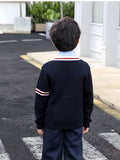 SW022-GR 100% Cotton Kids V-Neck Long sleeve Button Cardigan, Boys and Girls School Uniform Knitwear, Gr, Size 110 In Australia - Darrahopens