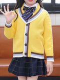 SW025 Cotton Rich Kids V-Neck Long sleeve Button Cardigan, Boys and Girls School Uniform Knitwear, Yellow, Size 110 In Australia - Darrahopens